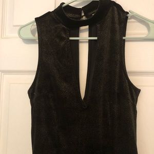 Black/gold snakeskin velour jumpsuit by Charlotte Russe size S